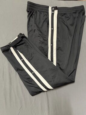 Men's Black Track Joggers with Contrast White Stripes